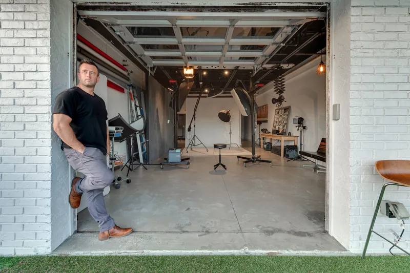 Joe Sale at the door of his studio
